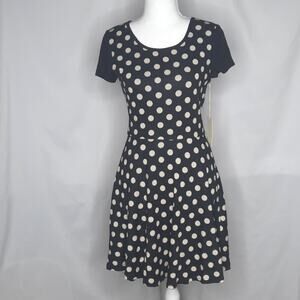 41 Hawthorn Women's Knit Polka Dot Dress Black/Beige Small